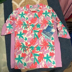 New Coolibar short sleeve rash guard swim shirt girls Large new with tags